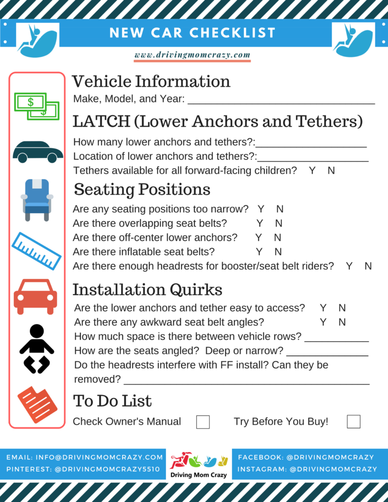 buying a new car printable checklist
