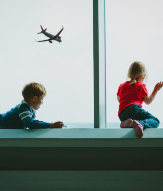 traveling with kids on planes at the airport
