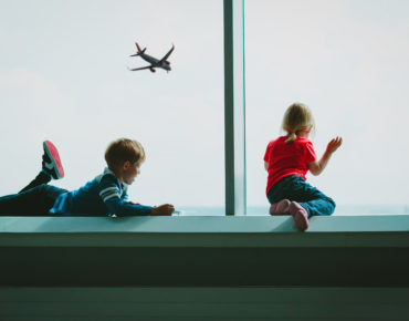 traveling with kids on planes at the airport