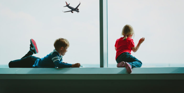traveling with kids on planes at the airport
