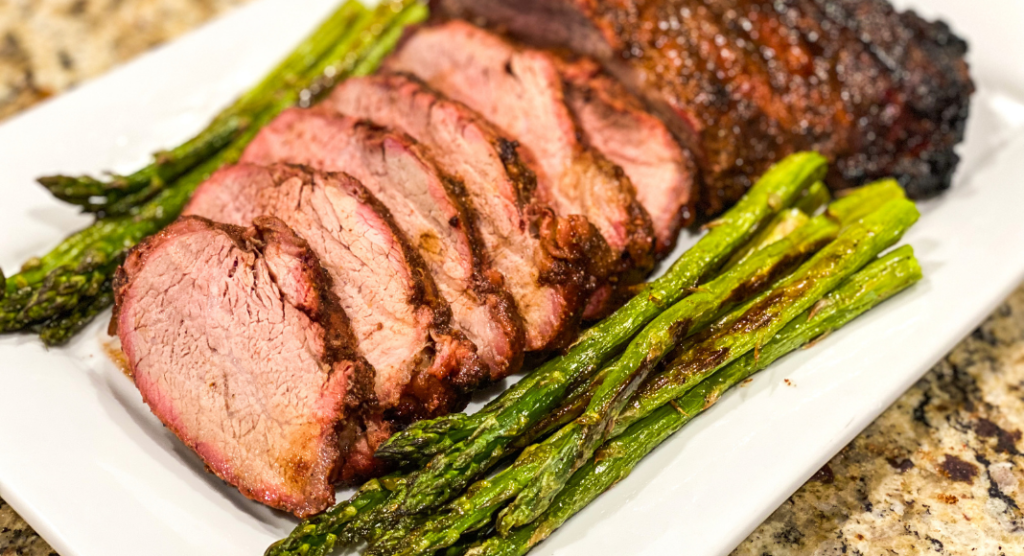 smoked tri-tip sliced and served