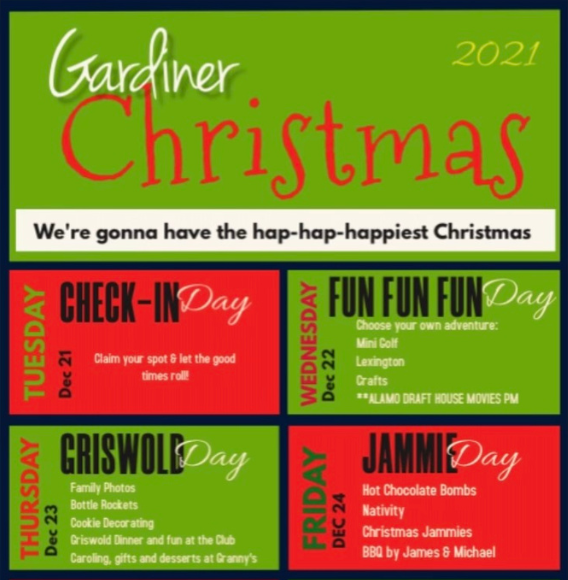 July in Christmas party idea for Christmas itinerary, Christmas themed days example
