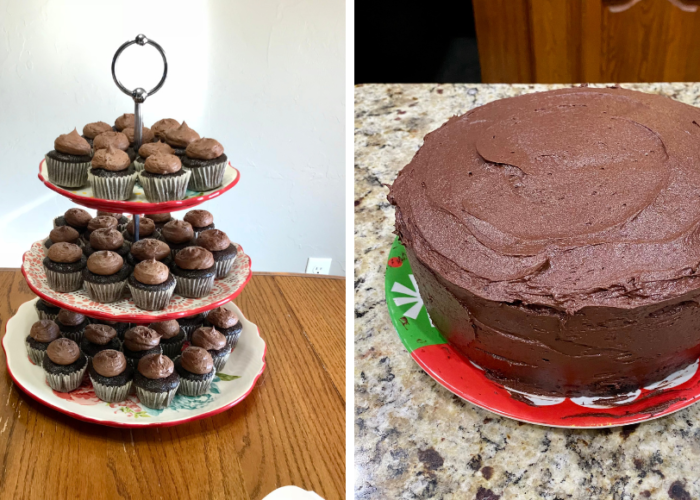 Chocolate cake and cupcakes