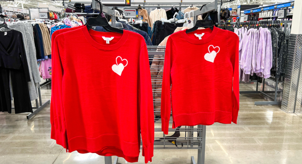 heart sweaters and heart shirts for Valentine's Day