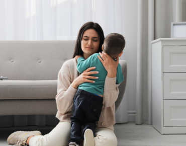 Mom With Depression hugging toddler