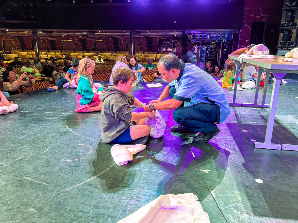 carnival cruise with kids towel folding class
